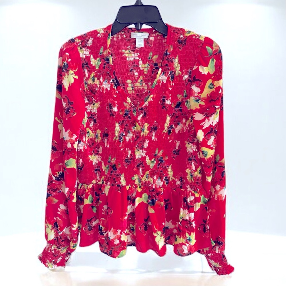 Carolina Belle Montreal Pink Floral Blouse. Medium. Like New!